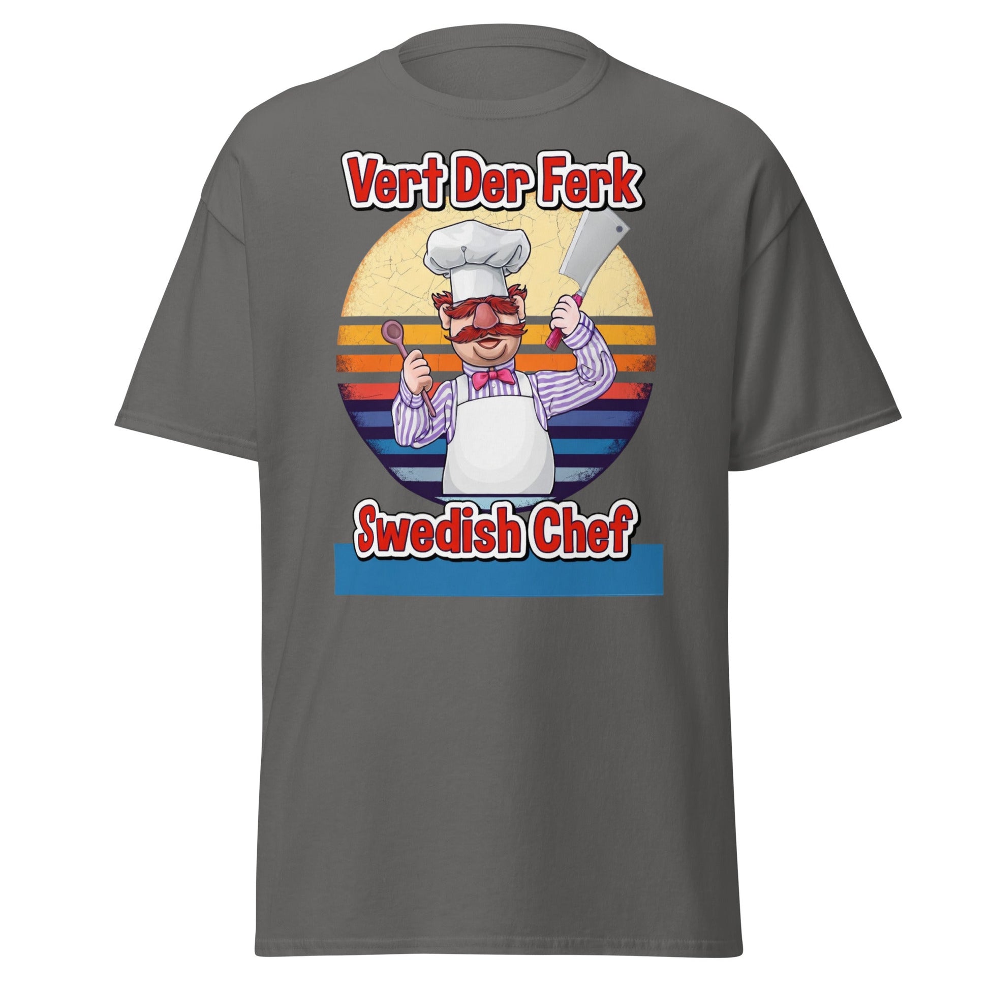 Vert Der Ferk Swedish Chef Retro T-Shirt - Funny Kitchen Tee - Charcoal - T-Shirts Online