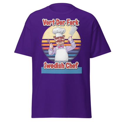 Vert Der Ferk Swedish Chef Retro T-Shirt - Funny Kitchen Tee - Purple - T-Shirts Online