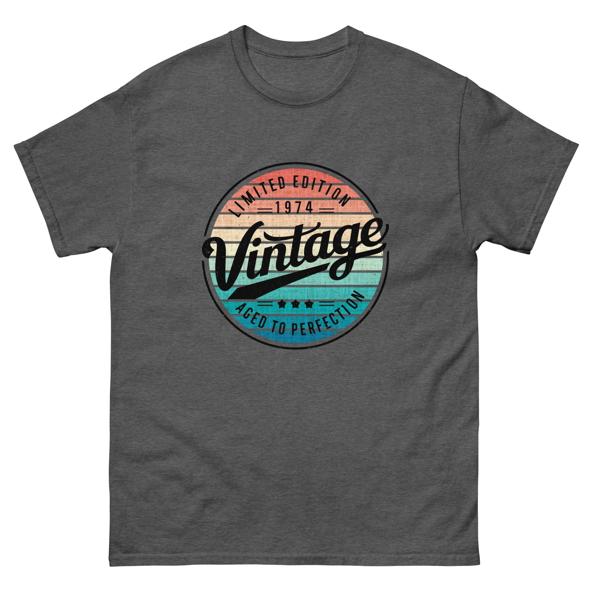 Vintage 1974 | Birthday T-Shirt - Dark Heather - T-Shirts Online