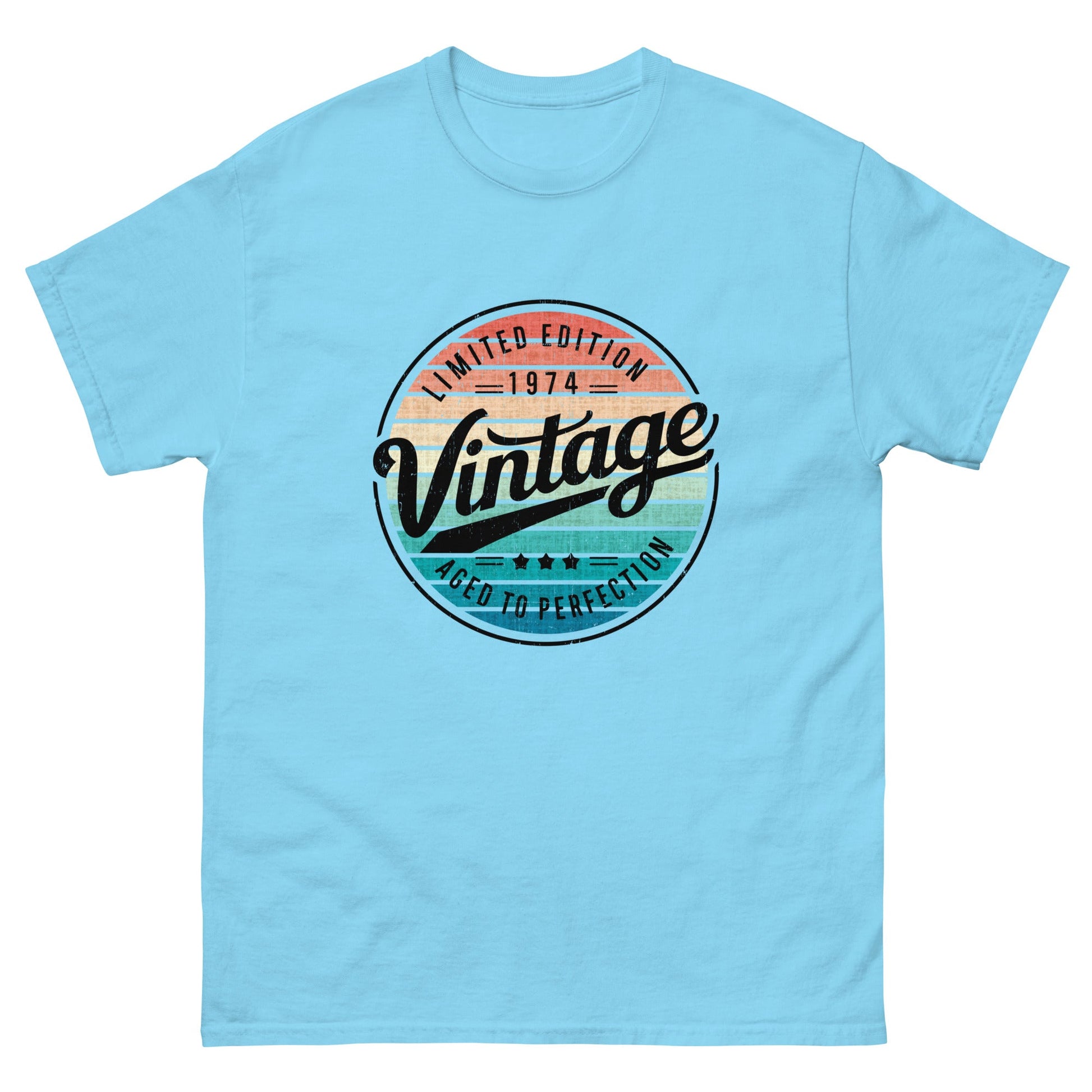 Vintage 1974 | Birthday T-Shirt - Sky - T-Shirts Online