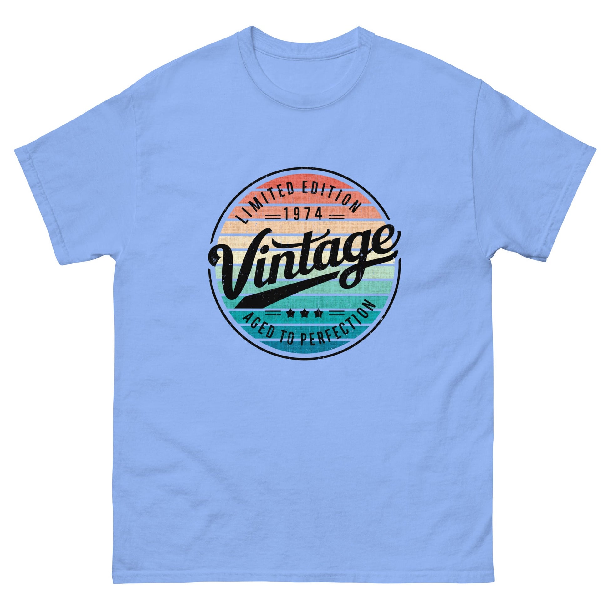 Vintage 1974 | Birthday T-Shirt - Carolina Blue - T-Shirts Online
