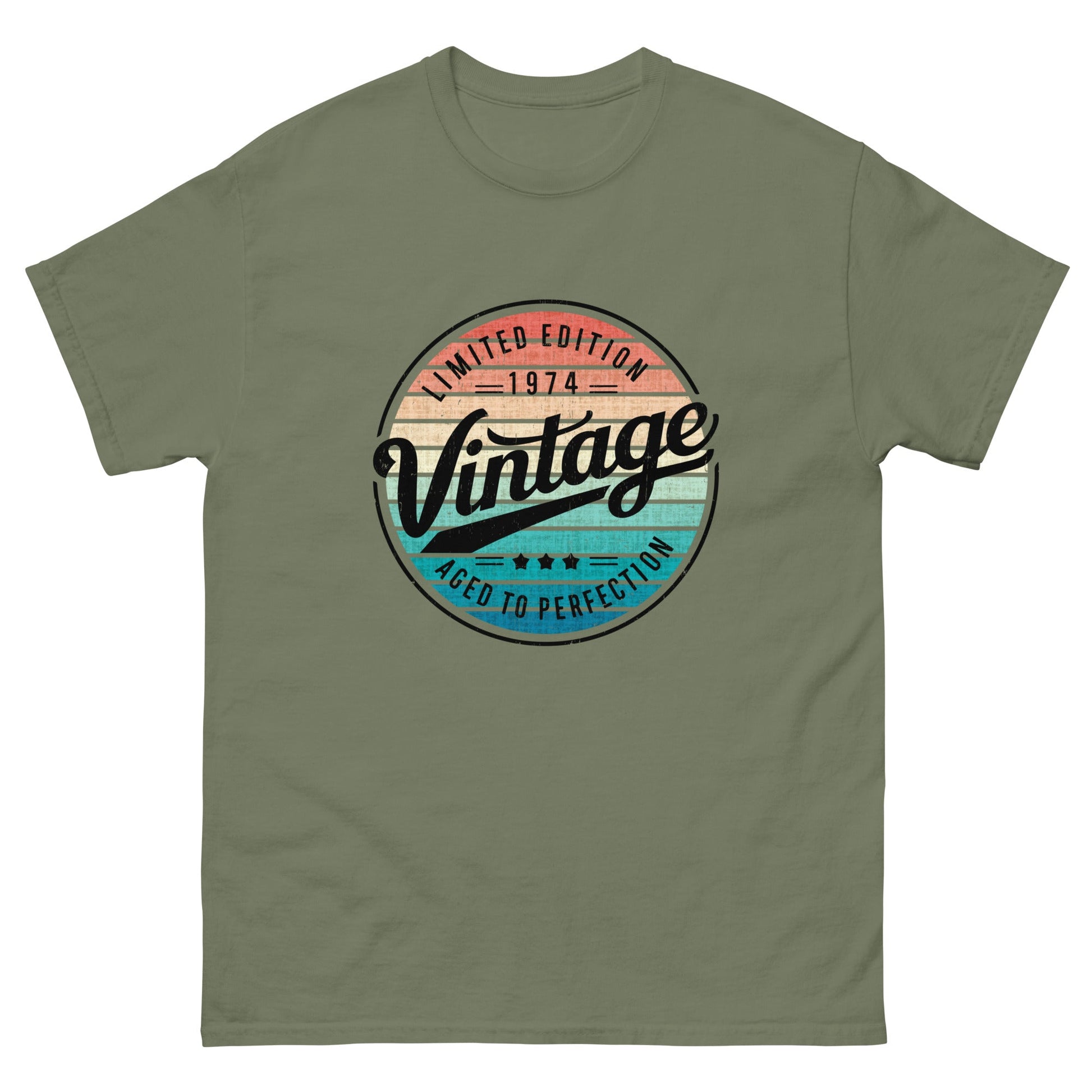 Vintage 1974 | Birthday T-Shirt - Military Green - T-Shirts Online