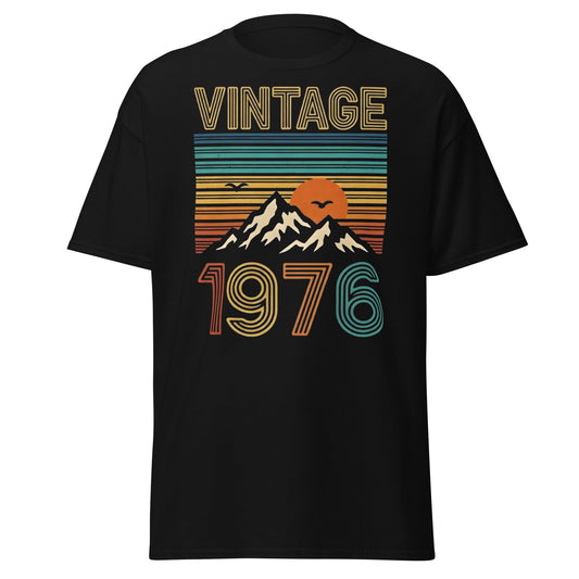 Vintage 1976 Retro Mountain Sunset T-Shirt - 50th Birthday - Black - T-Shirts Online
