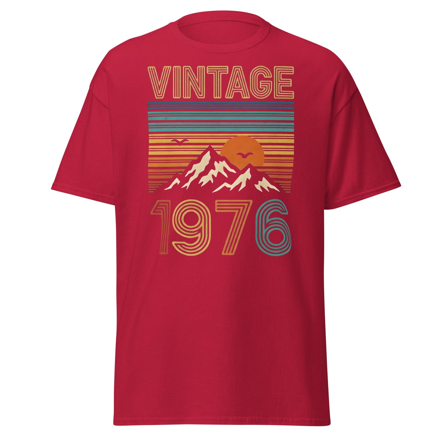 Vintage 1976 Retro Mountain Sunset T-Shirt - 50th Birthday - Cardinal - T-Shirts Online