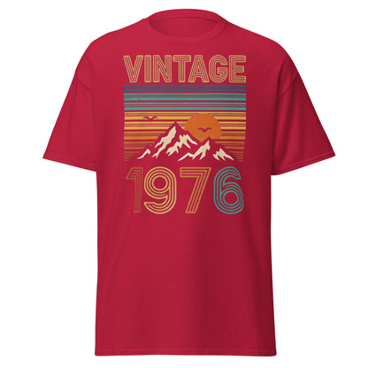 Vintage 1976 Retro Mountain Sunset T-Shirt - 50th Birthday - Cardinal - T-Shirts Online