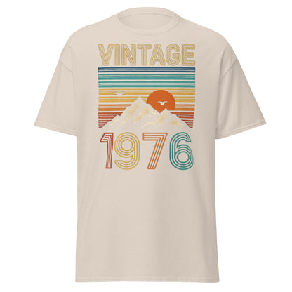 Vintage 1976 Retro Mountain Sunset T-Shirt - 50th Birthday - Natural - T-Shirts Online