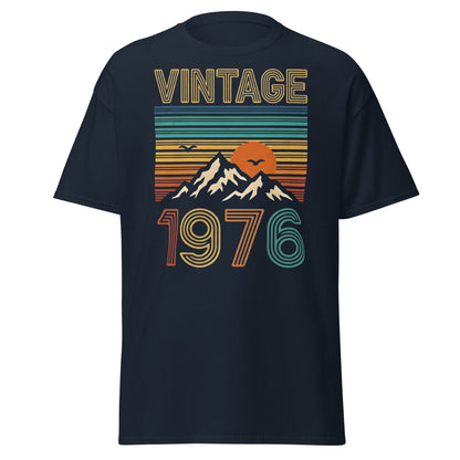 Vintage 1976 Retro Mountain Sunset T-Shirt - 50th Birthday - Navy - T-Shirts Online
