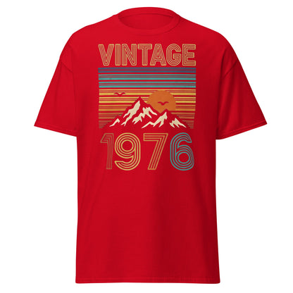 Vintage 1976 Retro Mountain Sunset T-Shirt - 50th Birthday - Red - T-Shirts Online