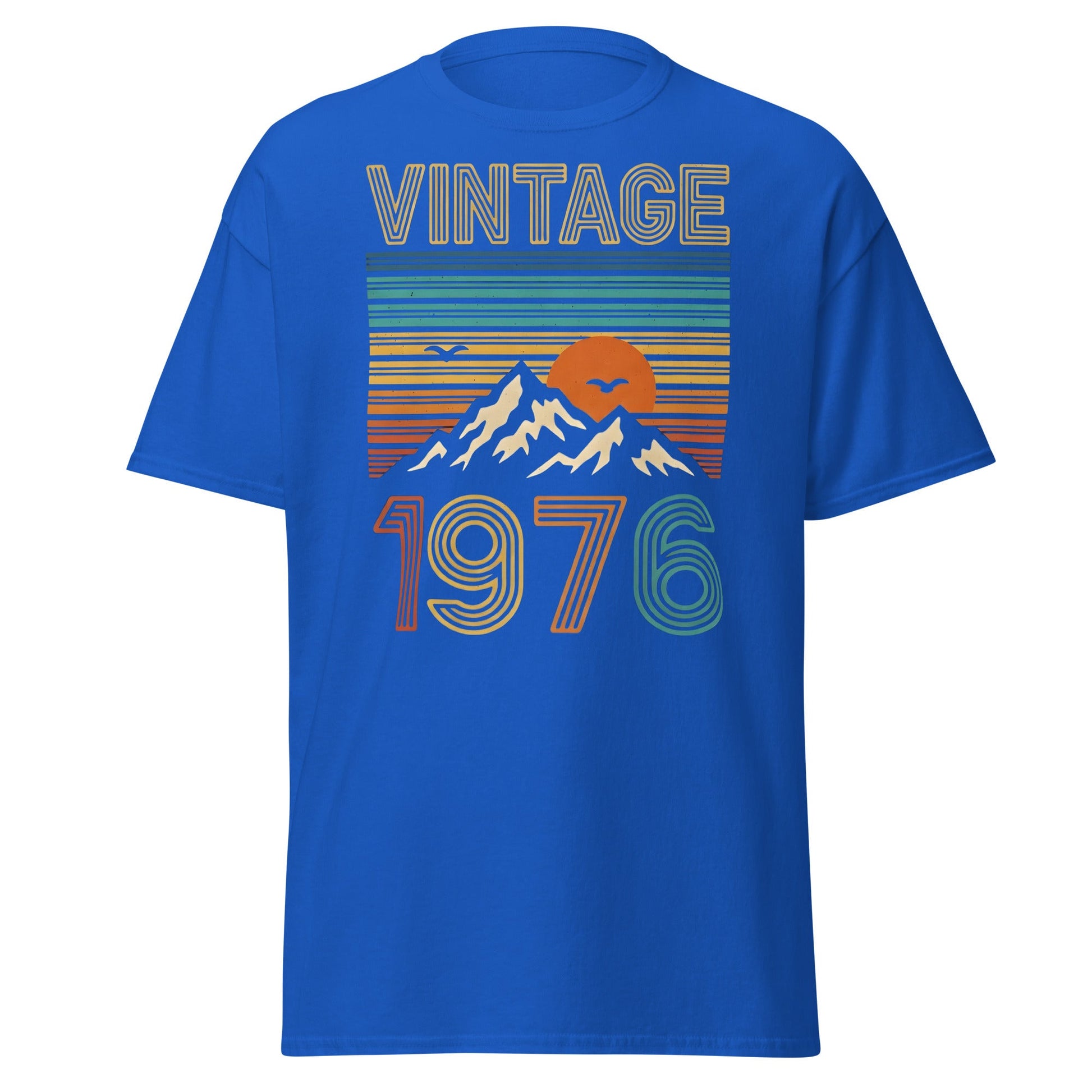 Vintage 1976 Retro Mountain Sunset T-Shirt - 50th Birthday - Royal - T-Shirts Online