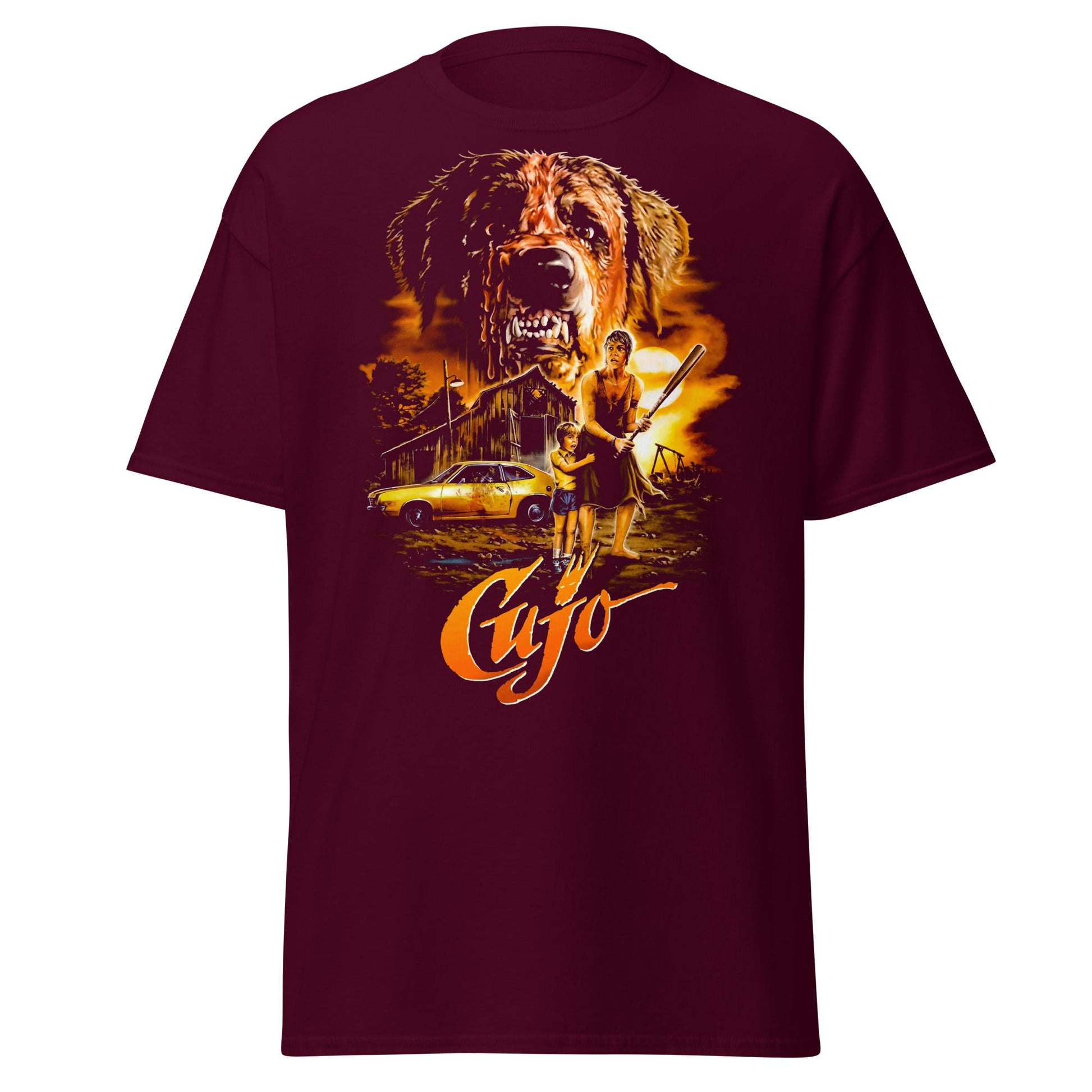 Vintage Cujo Horror Movie Poster T-Shirt - Maroon - T-Shirts Online