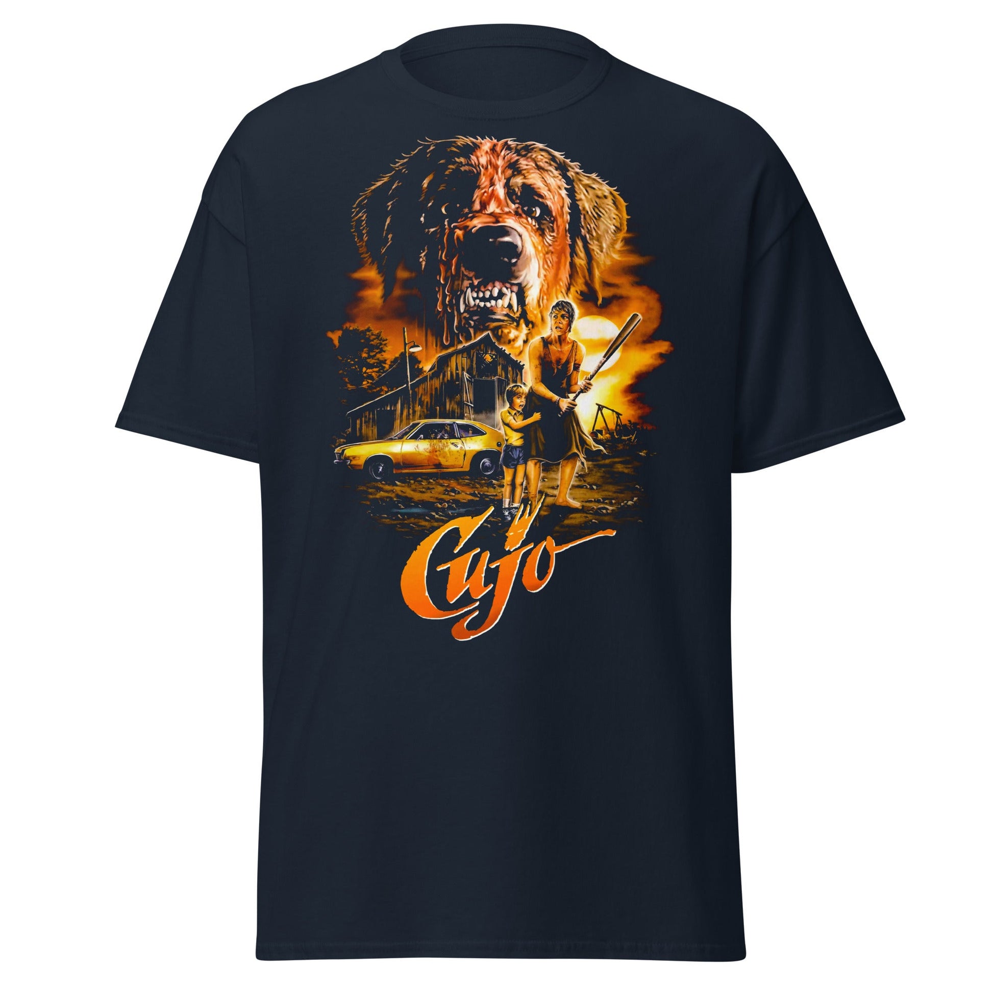 Vintage Cujo Horror Movie Poster T-Shirt - Navy - T-Shirts Online
