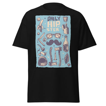 Vintage Hipster Style Sketch T-Shirt - Black - T-Shirts Online