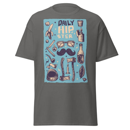 Vintage Hipster Style Sketch T-Shirt - Charcoal - T-Shirts Online