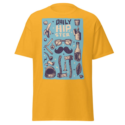 Vintage Hipster Style Sketch T-Shirt - Gold - T-Shirts Online