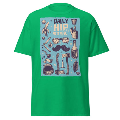 Vintage Hipster Style Sketch T-Shirt - Irish Green - T-Shirts Online