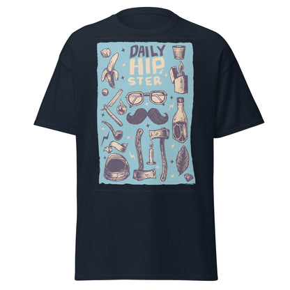 Vintage Hipster Style Sketch T-Shirt - Navy - T-Shirts Online