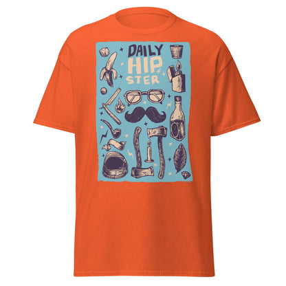 Vintage Hipster Style Sketch T-Shirt - Orange - T-Shirts Online