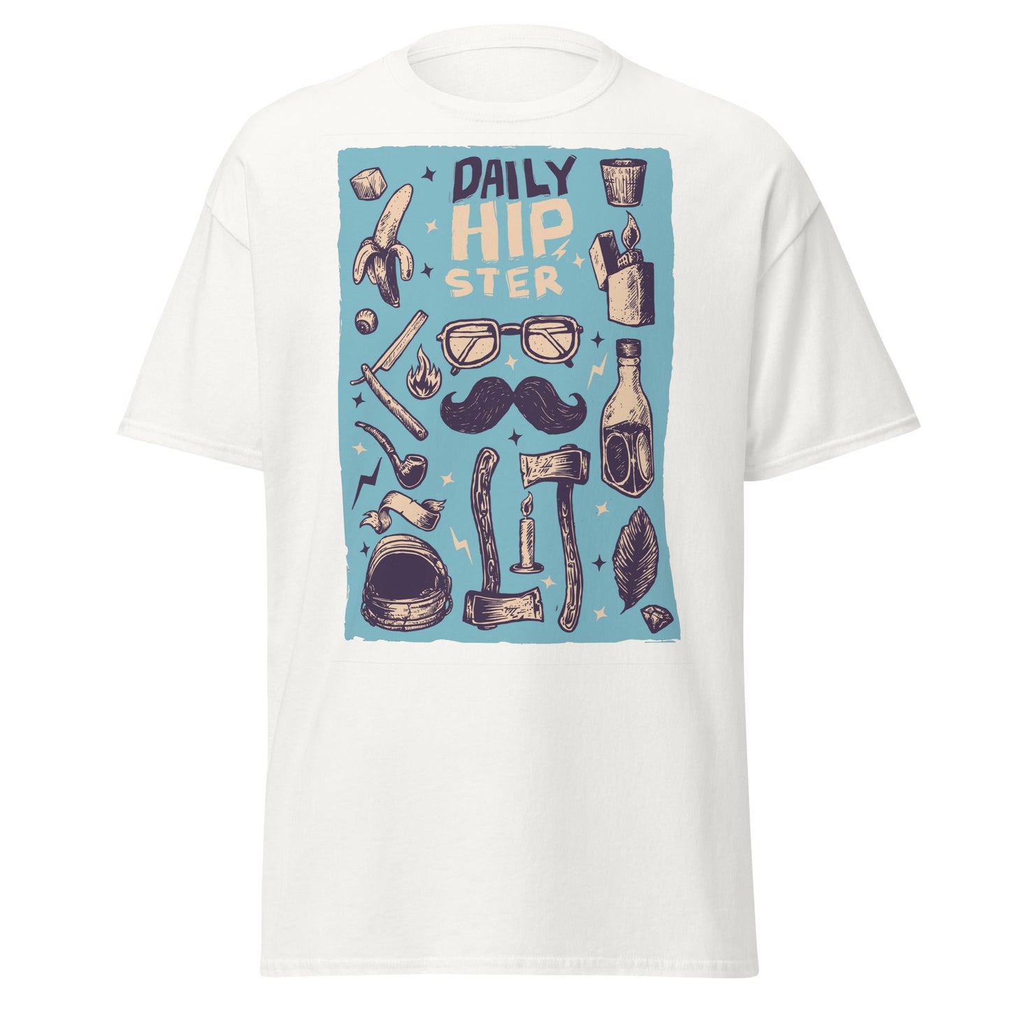 Vintage Hipster Style Sketch T-Shirt - White - T-Shirts Online