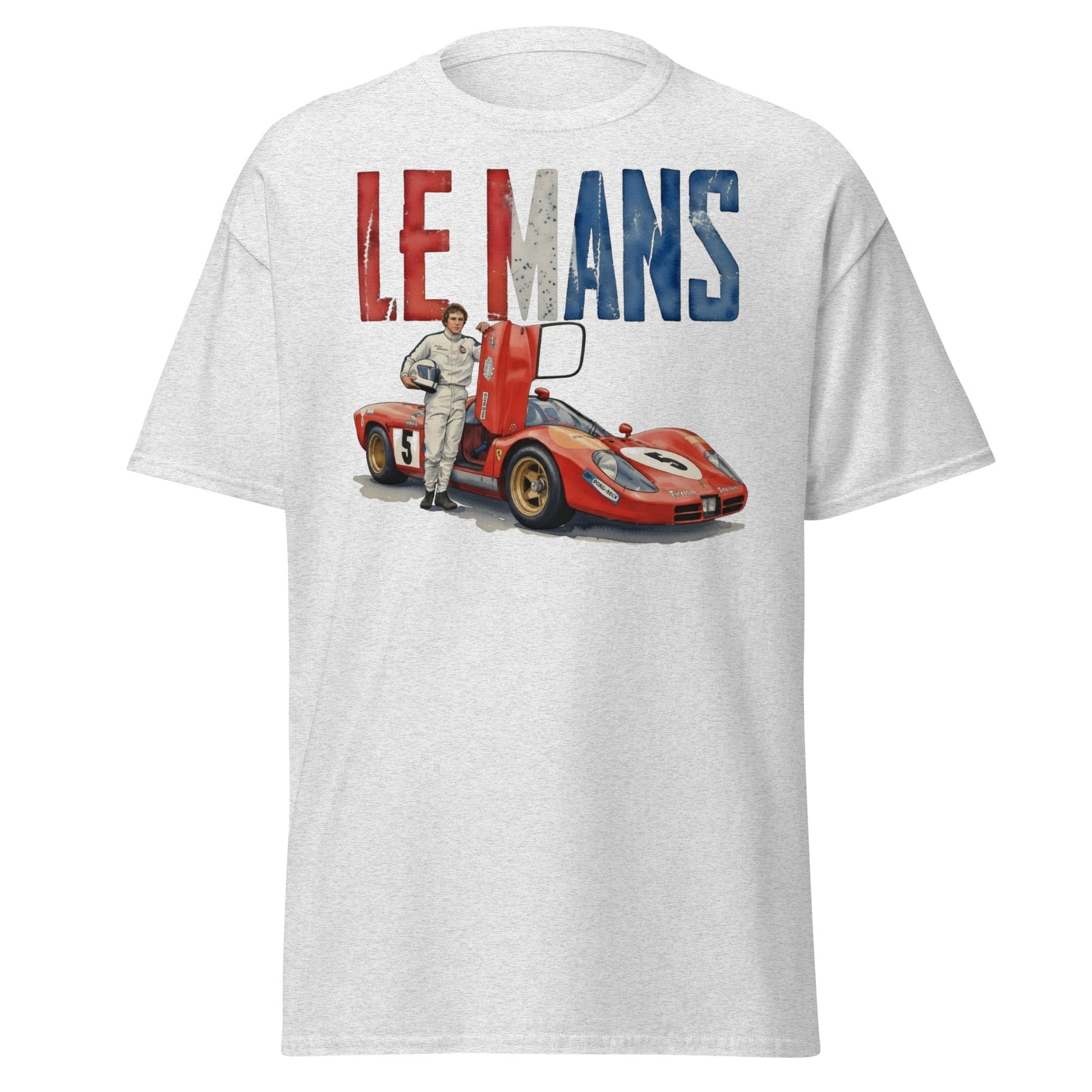 Vintage Le Mans Racing T-Shirt | Classic Red Race Car Tee - Ash - T-Shirts Online