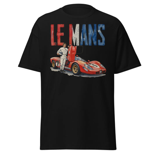 Vintage Le Mans Racing T-Shirt | Classic Red Race Car Tee - Black - T-Shirts Online