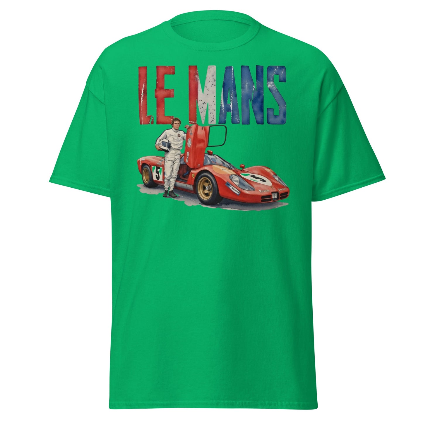Vintage Le Mans Racing T-Shirt | Classic Red Race Car Tee - Irish Green - T-Shirts Online