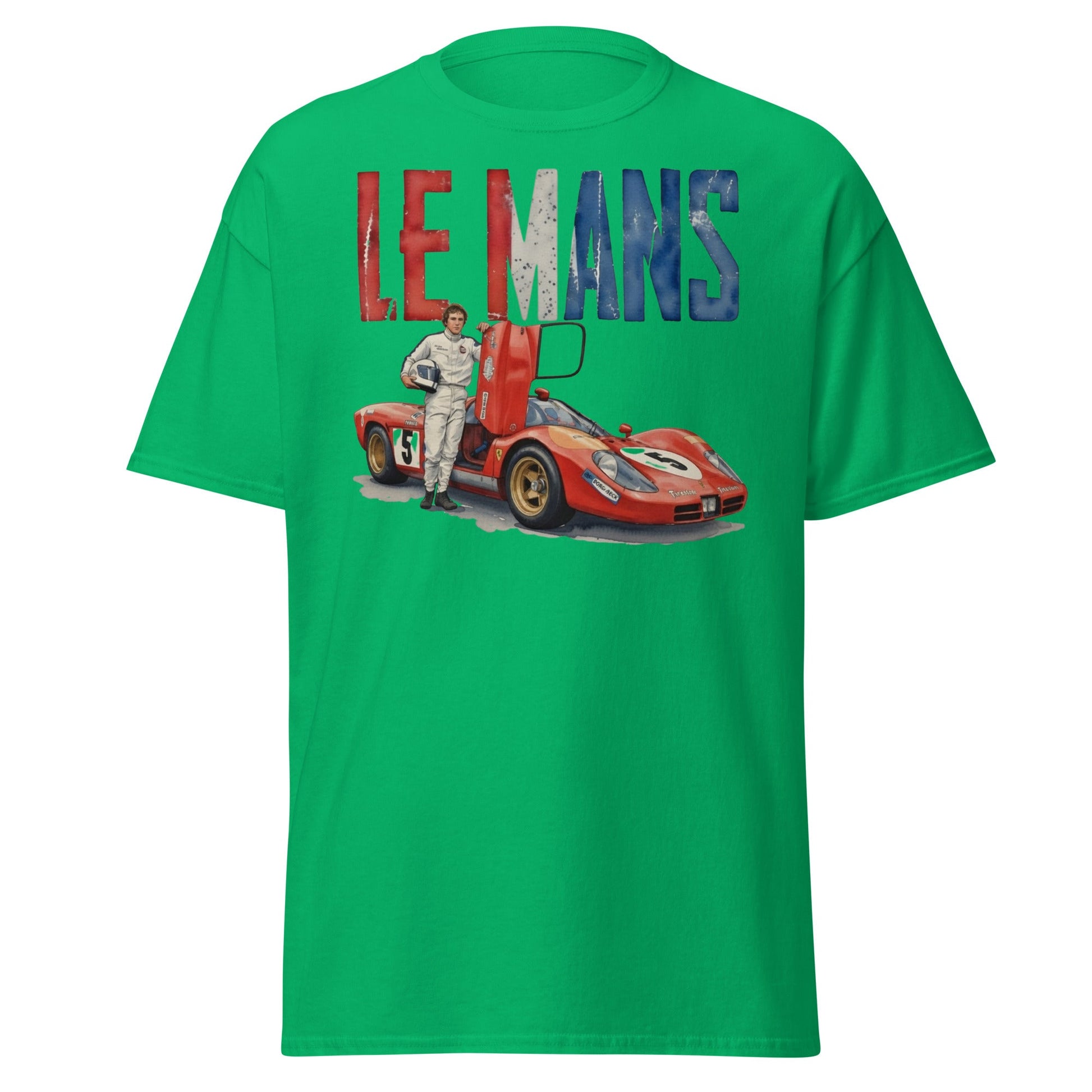 Vintage Le Mans Racing T-Shirt | Classic Red Race Car Tee - Irish Green - T-Shirts Online