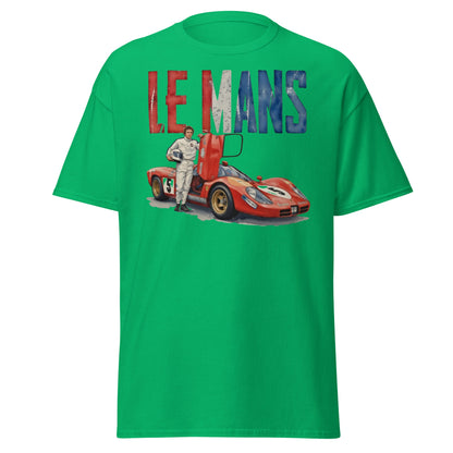 Vintage Le Mans Racing T-Shirt | Classic Red Race Car Tee - Irish Green - T-Shirts Online