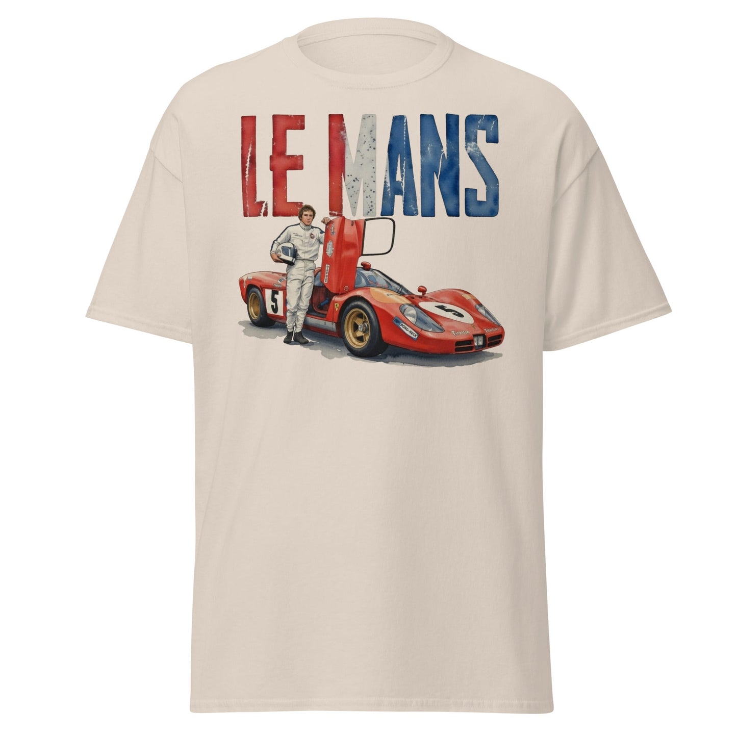 Vintage Le Mans Racing T-Shirt | Classic Red Race Car Tee - Natural - T-Shirts Online