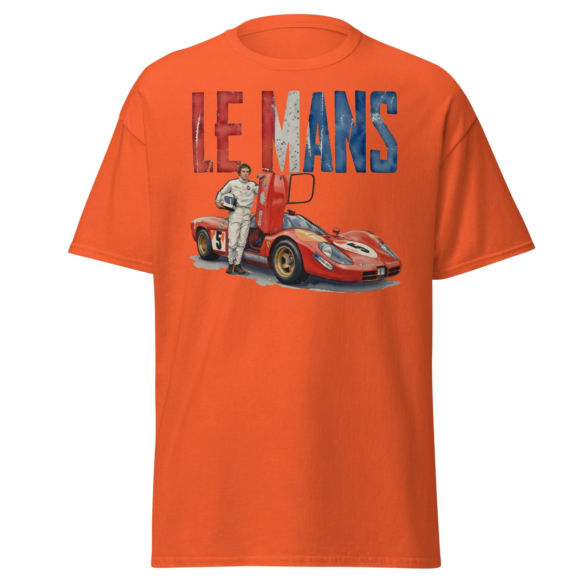 Vintage Le Mans Racing T-Shirt | Classic Red Race Car Tee - Orange - T-Shirts Online