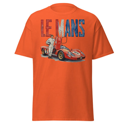 Vintage Le Mans Racing T-Shirt | Classic Red Race Car Tee - Orange - T-Shirts Online