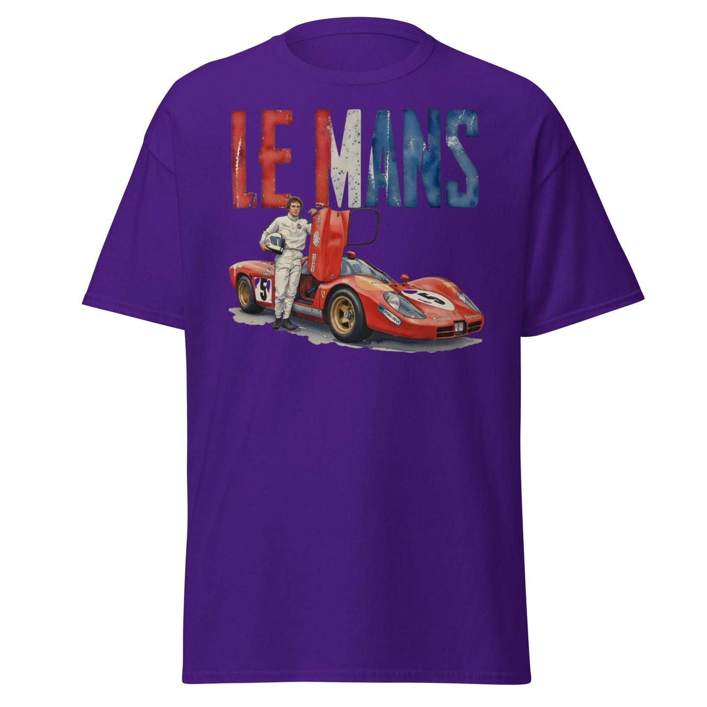 Vintage Le Mans Racing T-Shirt | Classic Red Race Car Tee - Purple - T-Shirts Online