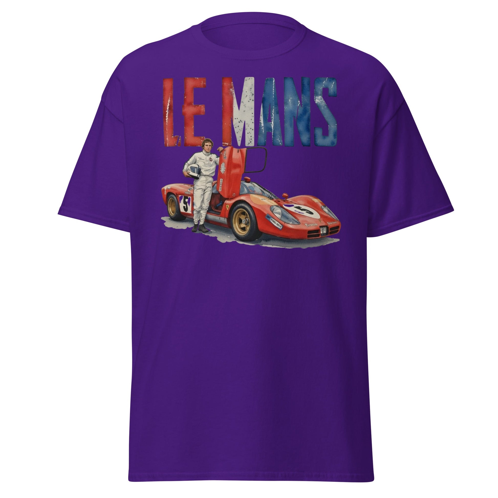 Vintage Le Mans Racing T-Shirt | Classic Red Race Car Tee - Purple - T-Shirts Online