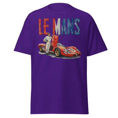 Vintage Le Mans Racing T-Shirt | Classic Red Race Car Tee - Purple - T-Shirts Online