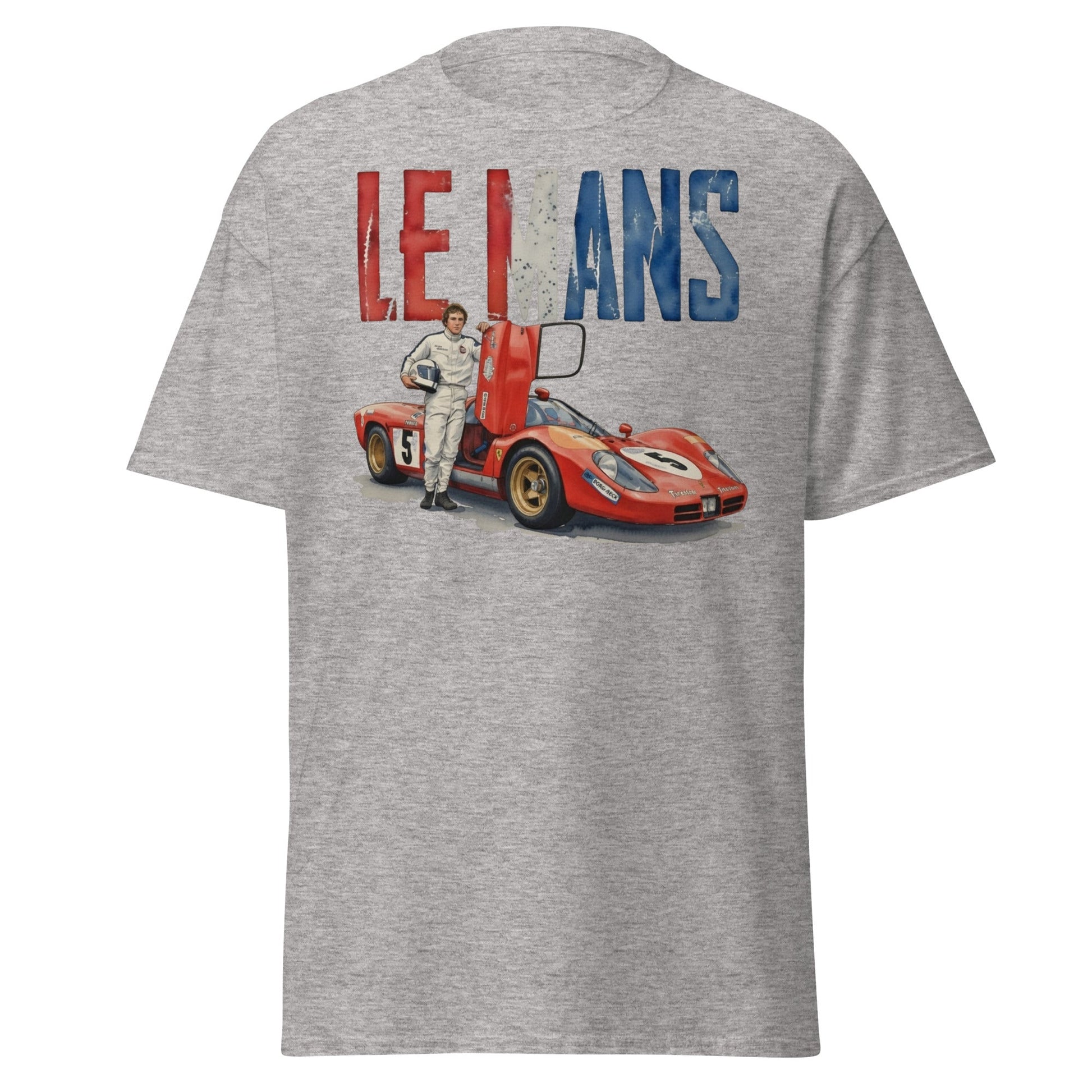Vintage Le Mans Racing T-Shirt | Classic Red Race Car Tee - Sport Grey - T-Shirts Online