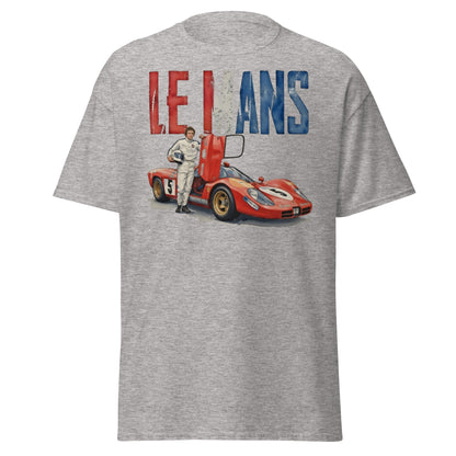 Vintage Le Mans Racing T-Shirt | Classic Red Race Car Tee - Sport Grey - T-Shirts Online