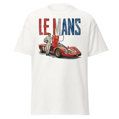 Vintage Le Mans Racing T-Shirt | Classic Red Race Car Tee - White - T-Shirts Online