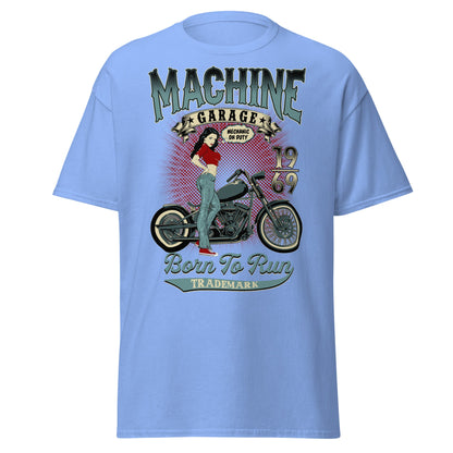 Vintage Pin - Up Biker T-Shirt - Born To Run 1969 - Carolina Blue - T-Shirts Online