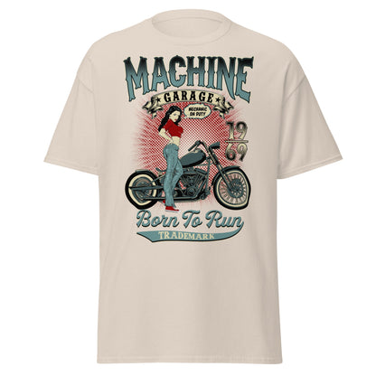 Vintage Pin - Up Biker T-Shirt - Born To Run 1969 - Natural - T-Shirts Online