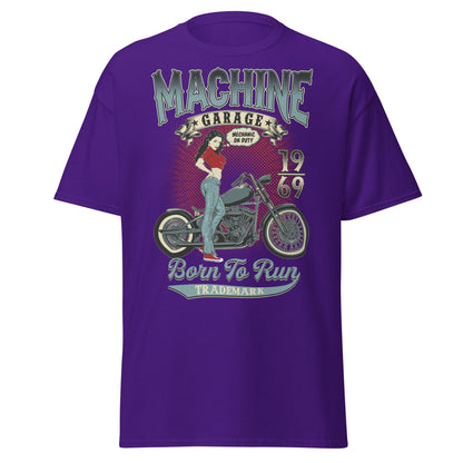 Vintage Pin - Up Biker T-Shirt - Born To Run 1969 - Purple - T-Shirts Online