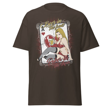 Vintage Poker Pin - Up T-Shirt: Ace of Hearts Art - Dark Chocolate - T-Shirts Online