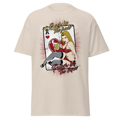 Vintage Poker Pin - Up T-Shirt: Ace of Hearts Art - Natural - T-Shirts Online