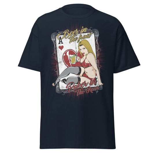 Vintage Poker Pin - Up T-Shirt: Ace of Hearts Art - Navy - T-Shirts Online