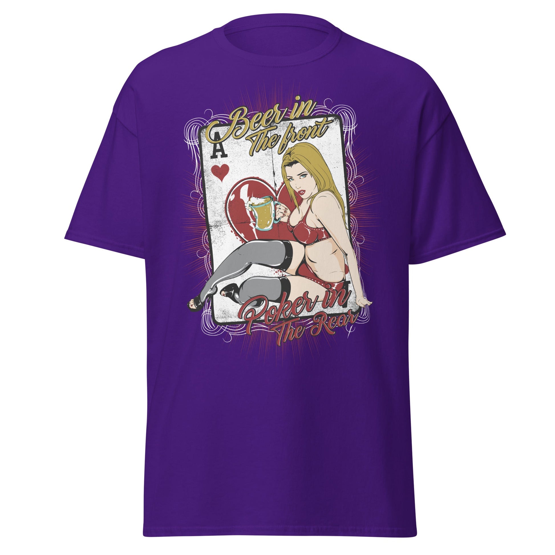 Vintage Poker Pin - Up T-Shirt: Ace of Hearts Art - Purple - T-Shirts Online