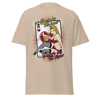 Vintage Poker Pin - Up T-Shirt: Ace of Hearts Art - Sand - T-Shirts Online