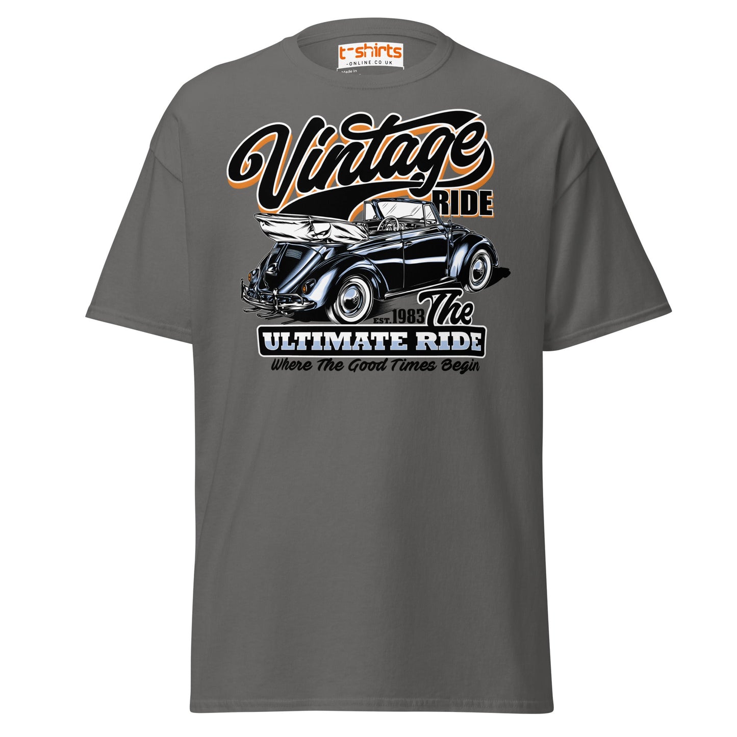 Vintage Ride T-Shirt – Classic Car Lovers Tee - Charcoal - T-Shirts Online