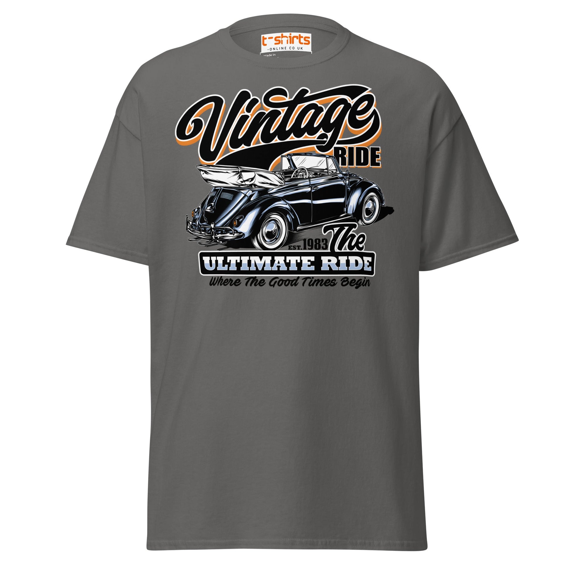 Vintage Ride T-Shirt – Classic Car Lovers Tee - Charcoal - T-Shirts Online