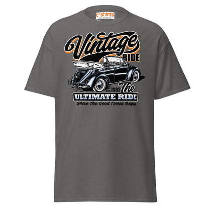 Vintage Ride T-Shirt – Classic Car Lovers Tee - Charcoal - T-Shirts Online