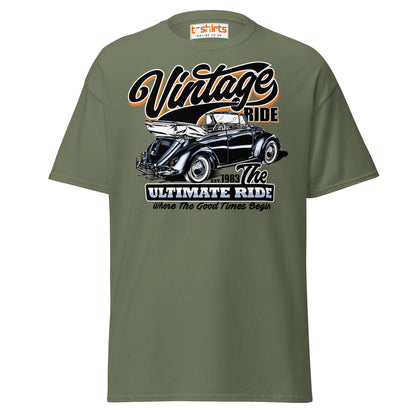 Vintage Ride T-Shirt – Classic Car Lovers Tee - Military Green - T-Shirts Online