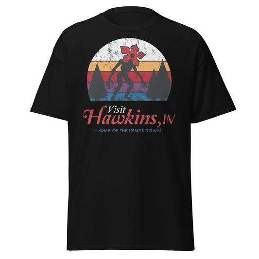 Visit Hawkins IN Home of the Upside Down T-Shirt - Black - T-Shirts Online