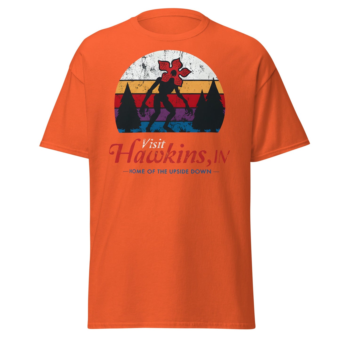 Visit Hawkins IN Home of the Upside Down T-Shirt - Orange - T-Shirts Online